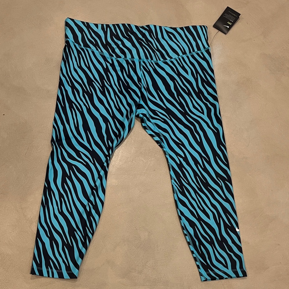 Nike Women's Zebra Print Leggings - Blue/Black